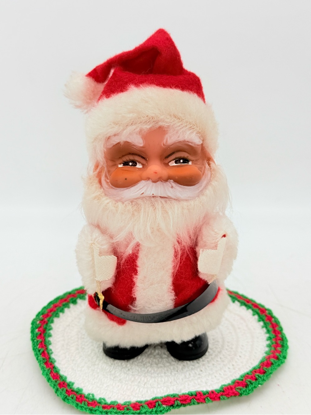 Vintage Red Santa Claus rubber face Plush Holiday Decoration - Hong Kong